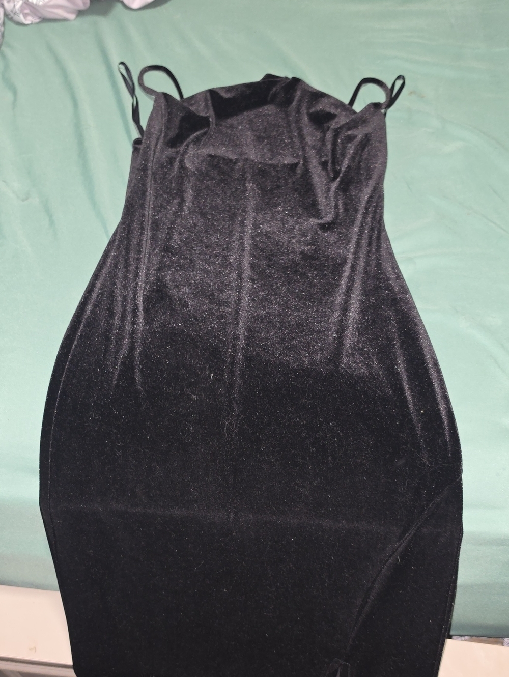 Black Velvet Midi Dress with Spaghetti Straps